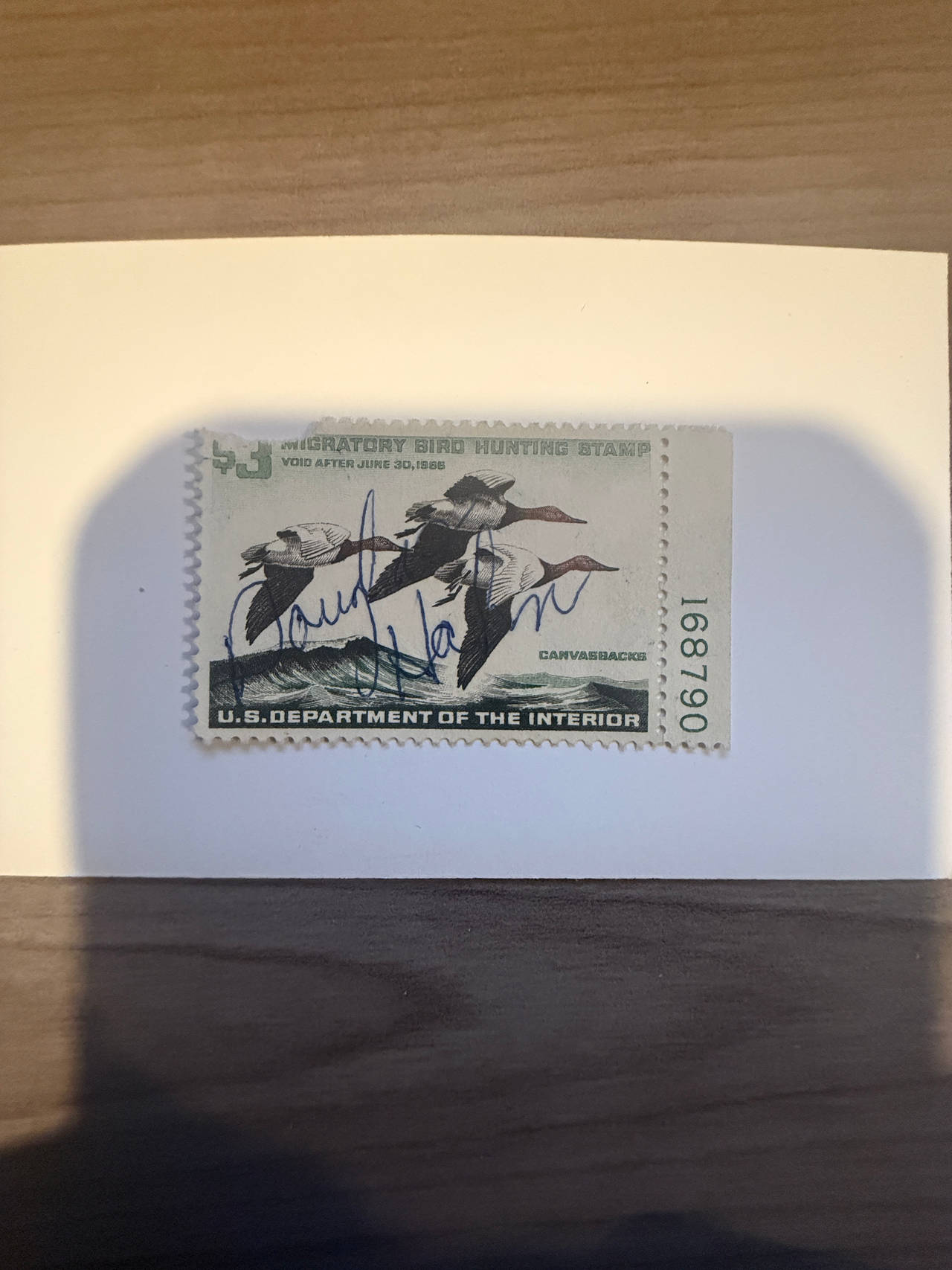 1965 $3 Migratory Bird Hunting Stamp Canvasbacks artist signed CV$195
