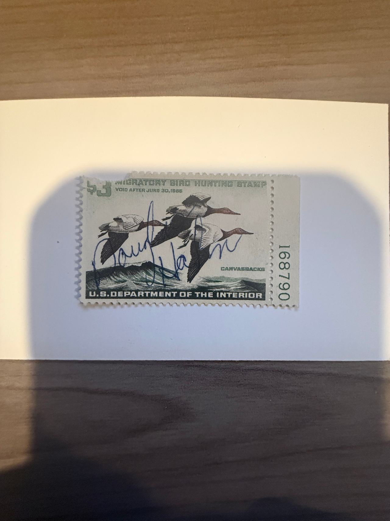 1965 $3 Migratory Bird Hunting Stamp Canvasbacks artist signed CV$195