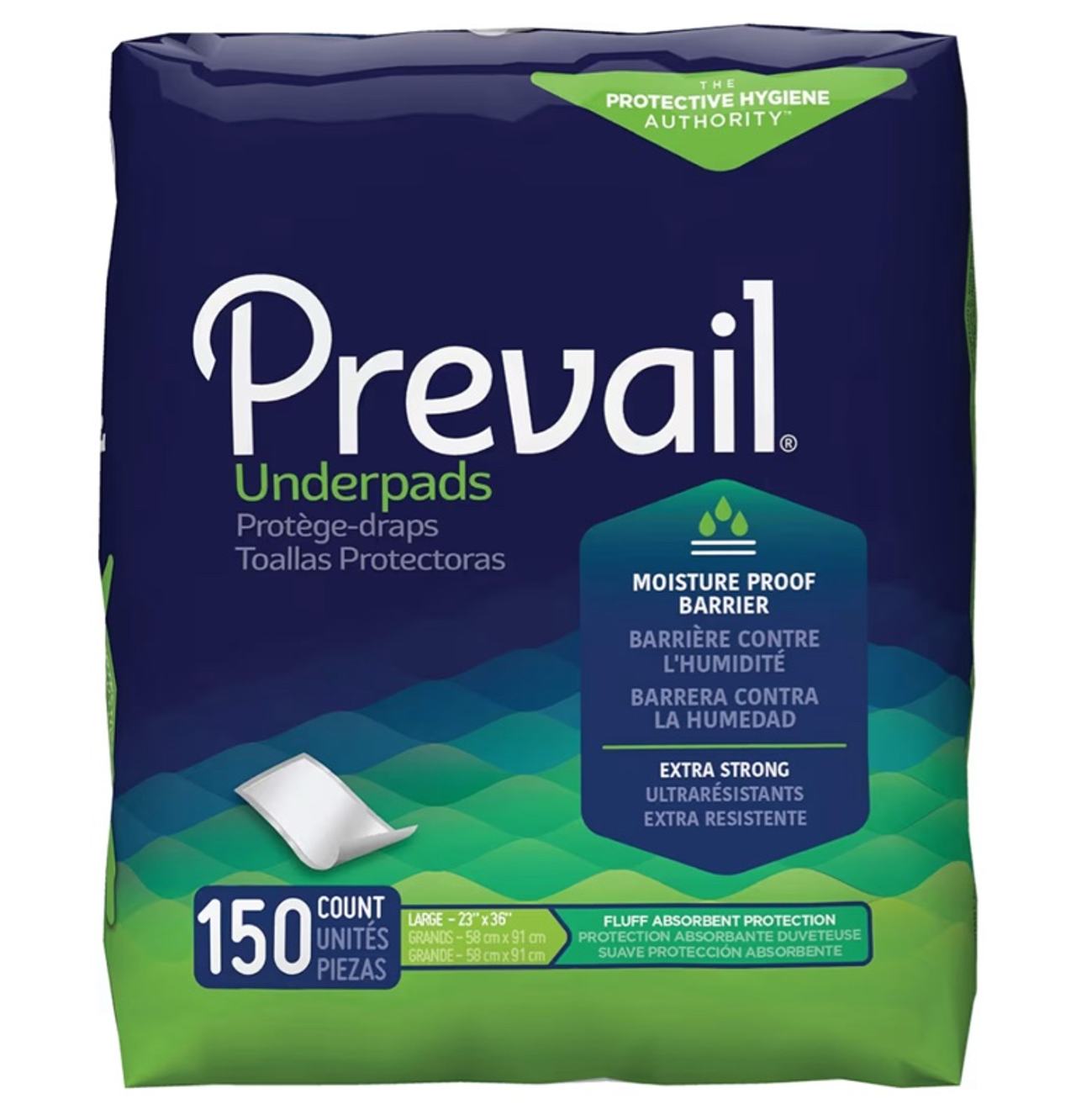 PREVAIL 6-Pack of 25 Incontinence Underpads, Unisex Disposable Underpads