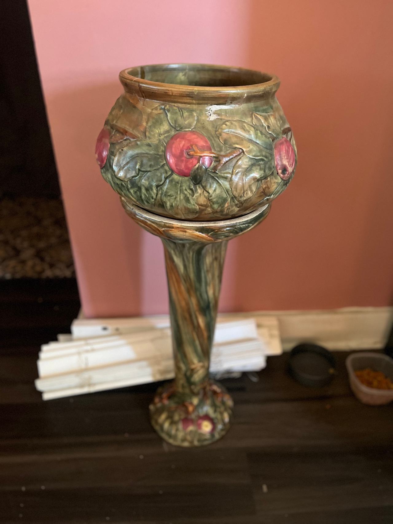 Roseville Apple Jardiniere and Pedestal