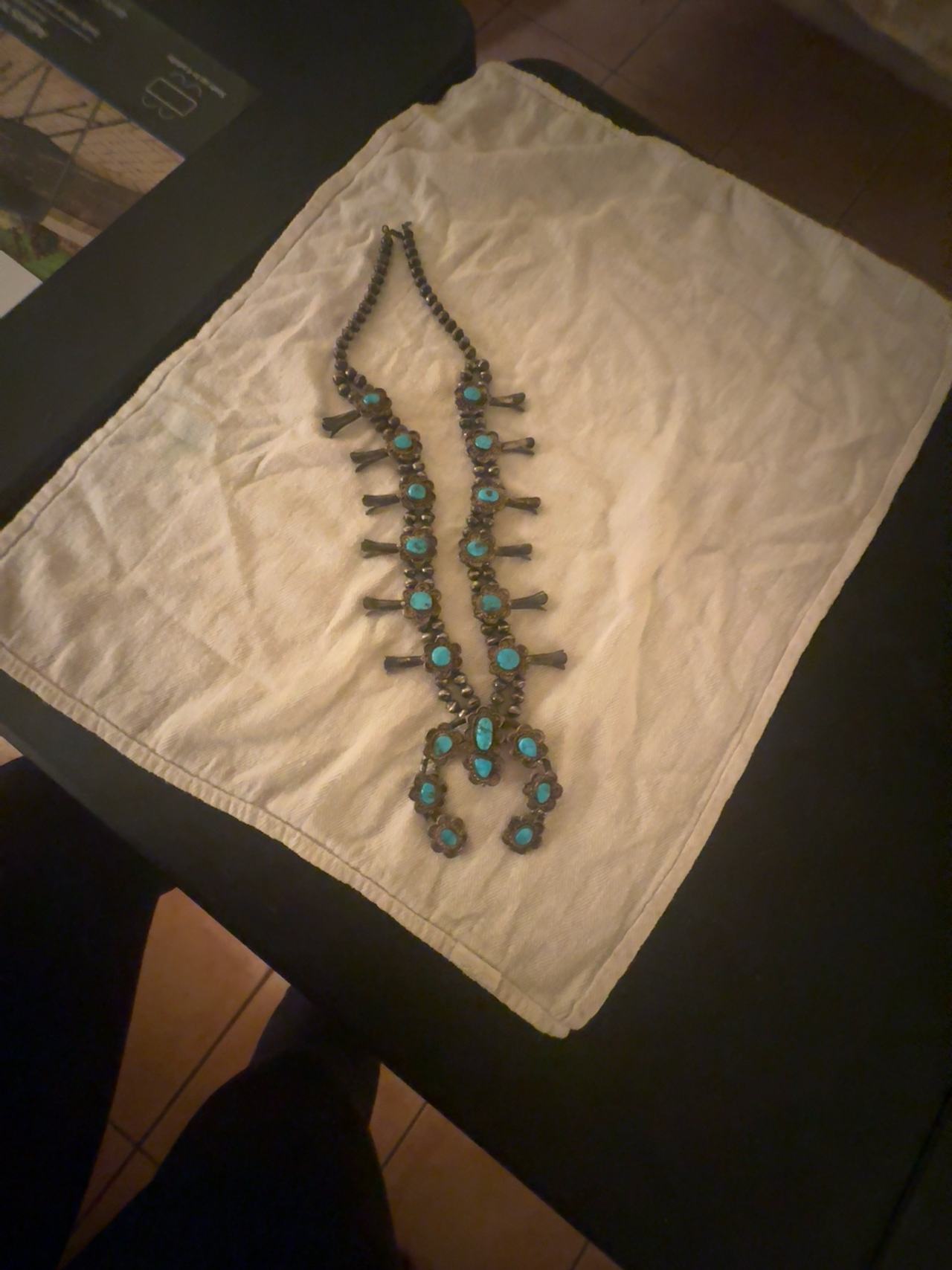 Navajo Turquoise & Sterling Silver Squash Blossom Necklace