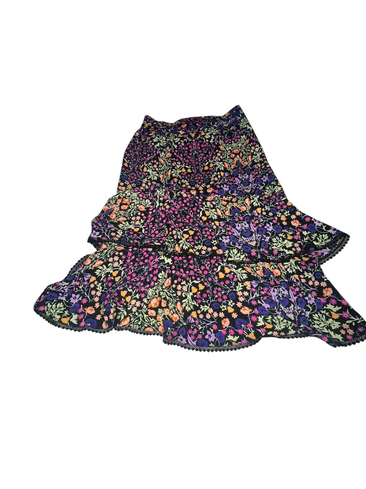 Eva Mendes New York and Company Tiered Floral  Skirt with Lace Trim Size 14
