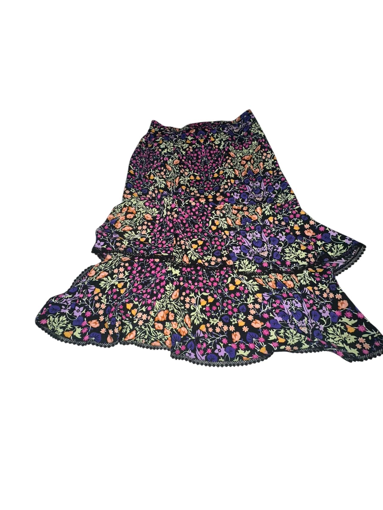Eva Mendes New York and Company Tiered Floral  Skirt with Lace Trim Size 14