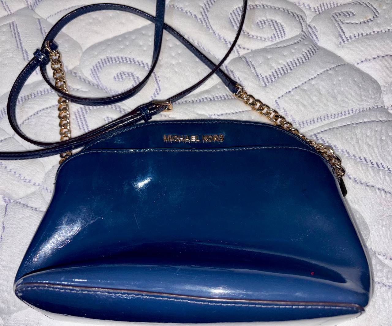Michael Kors Jet Set Emmy Leather Dome Crossbody Bag Medium - BLUE