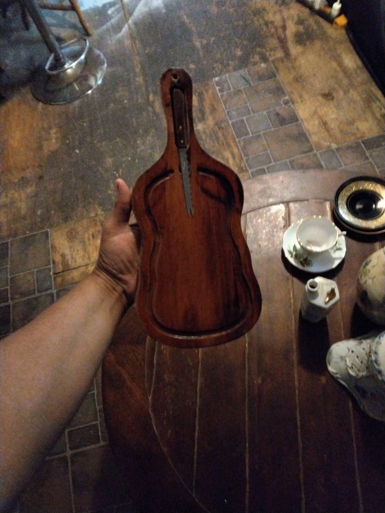 Vintage Violin Shaped Wooden Cheese Board
