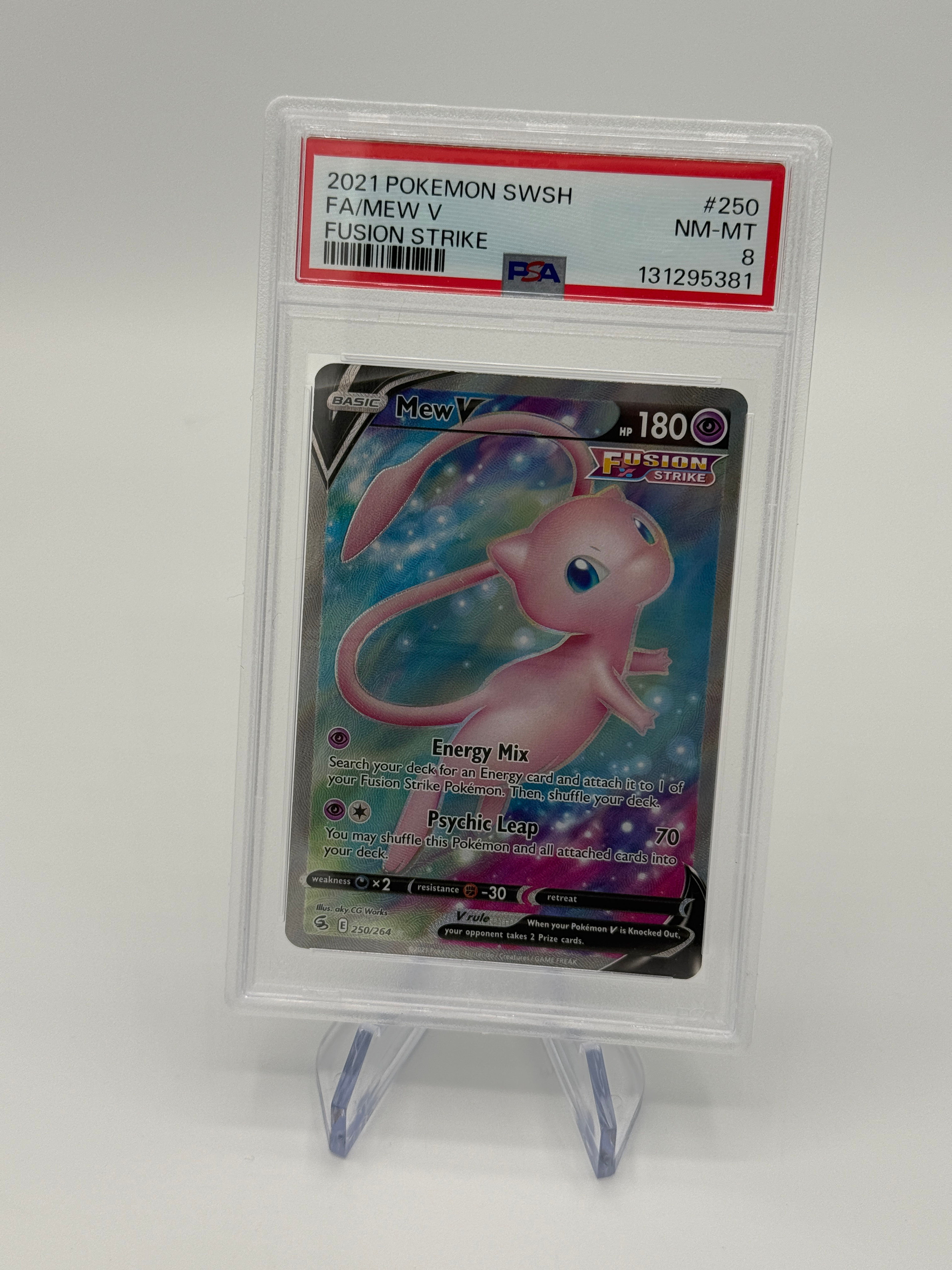 2021 Pokemon Fusion Strike Mew V Full Art #250 PSA 8