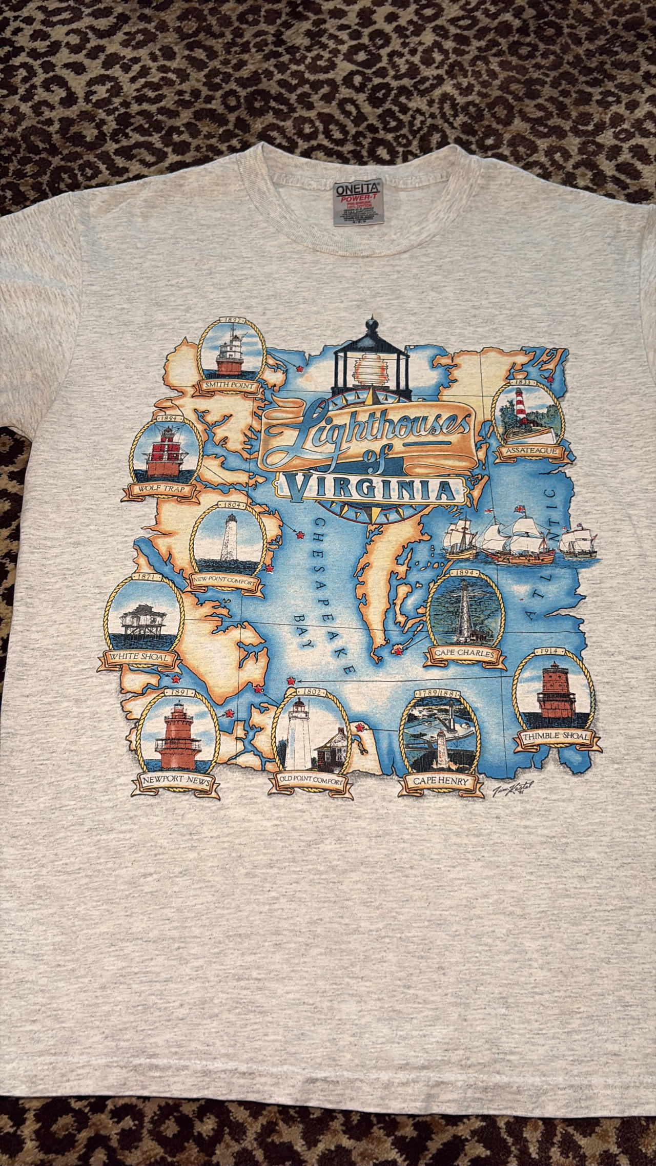 Vintage Oneita Lighthouses of Virginia T-Shirt