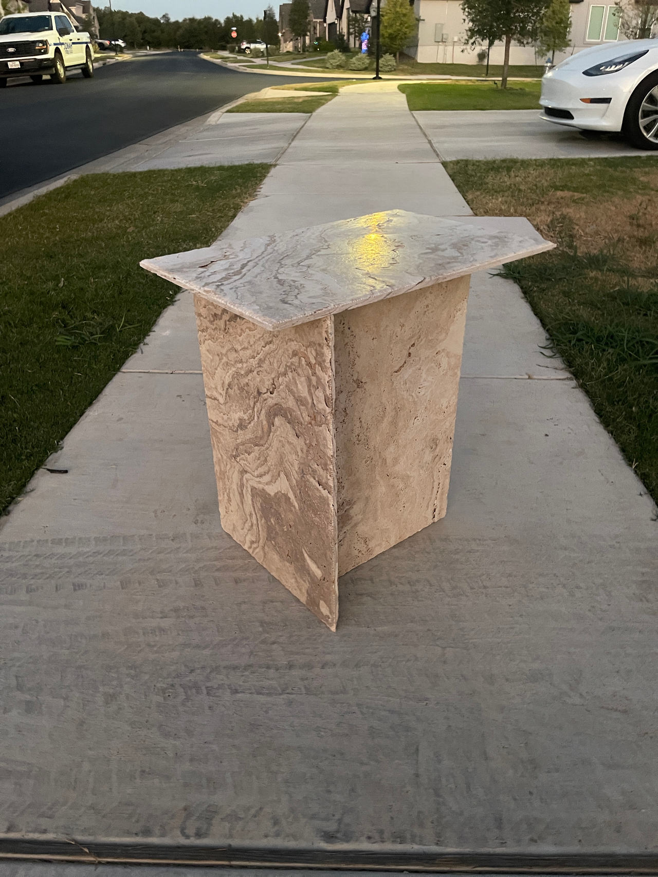 Travertine Side Table