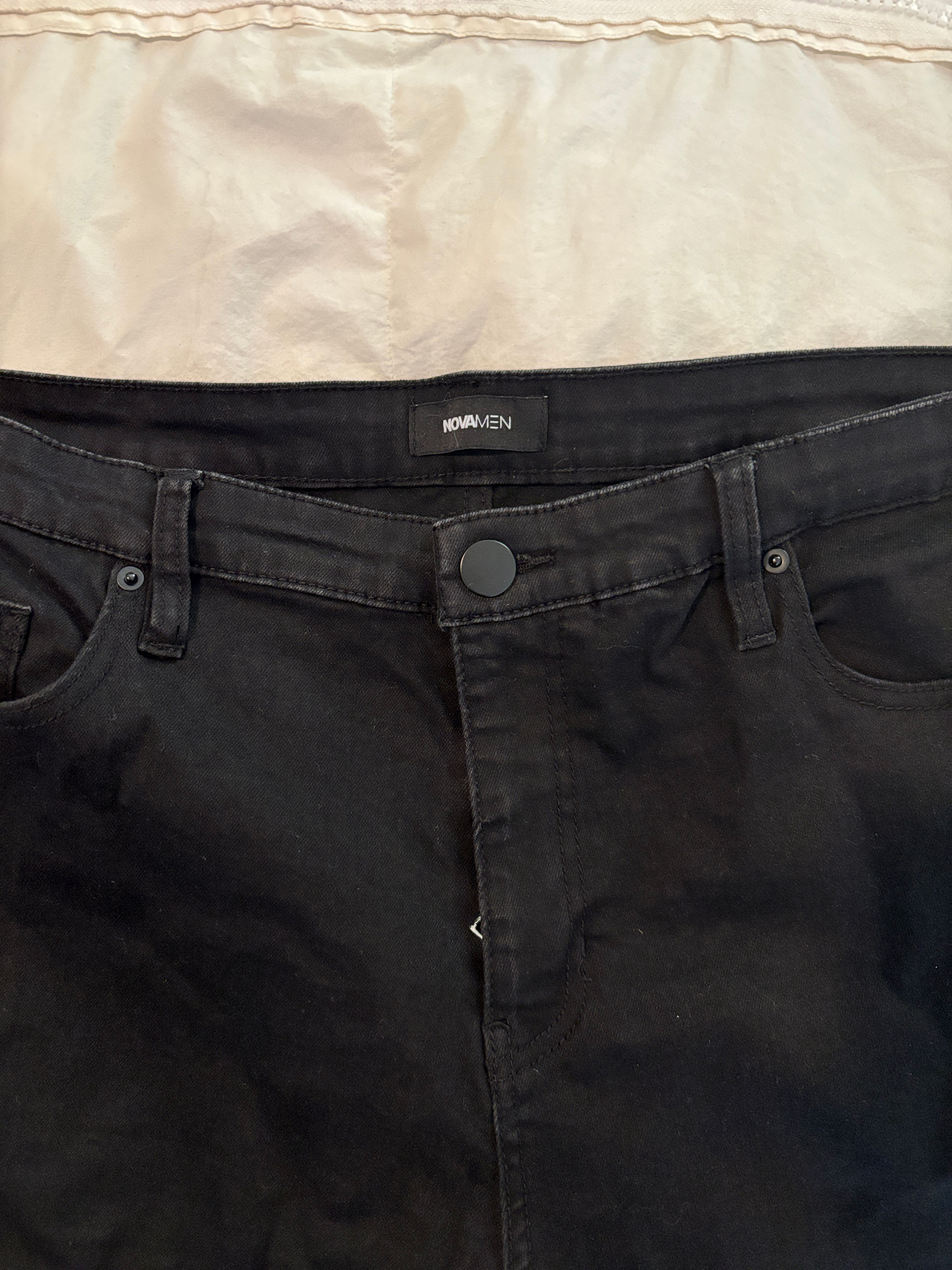 Fashion Nova Men Black Jeans Stressed 38x34