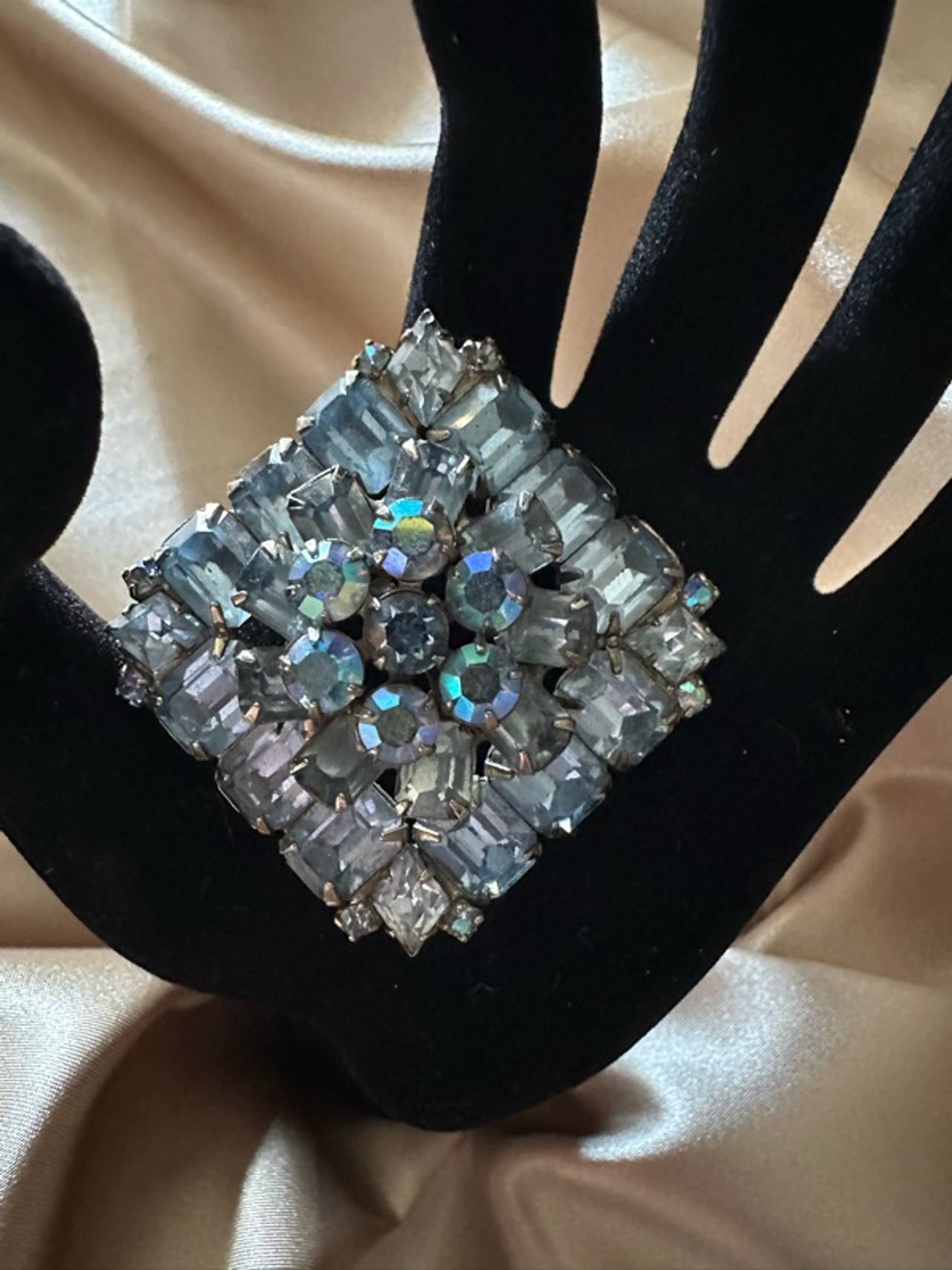 Weiss Vintage Blue Crystal Rhinestone Brooch