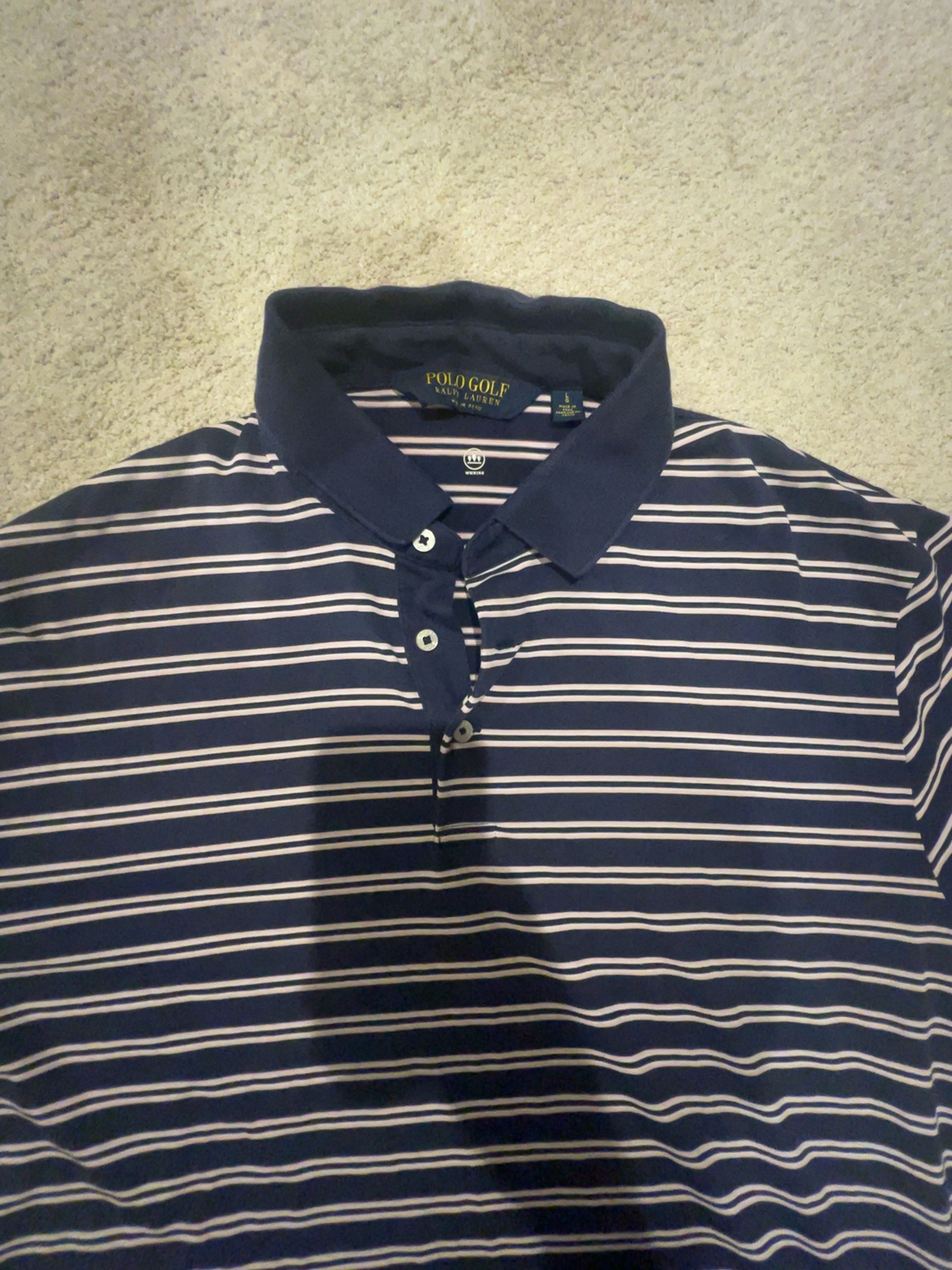 Ralph Lauren Performance Polo Shirt Blue Navy Striped