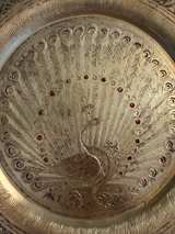 Vintage Etched Brass Peacock Decorative Plate - Image 5