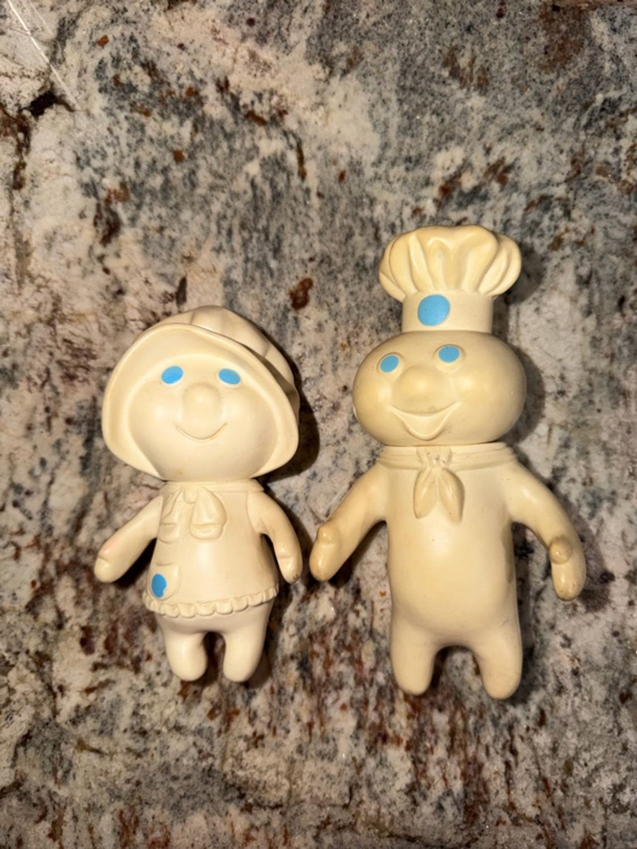 Pillsbury Doughboy & Doughgirl Lot of 2 Vintage Rubber Figure 7"