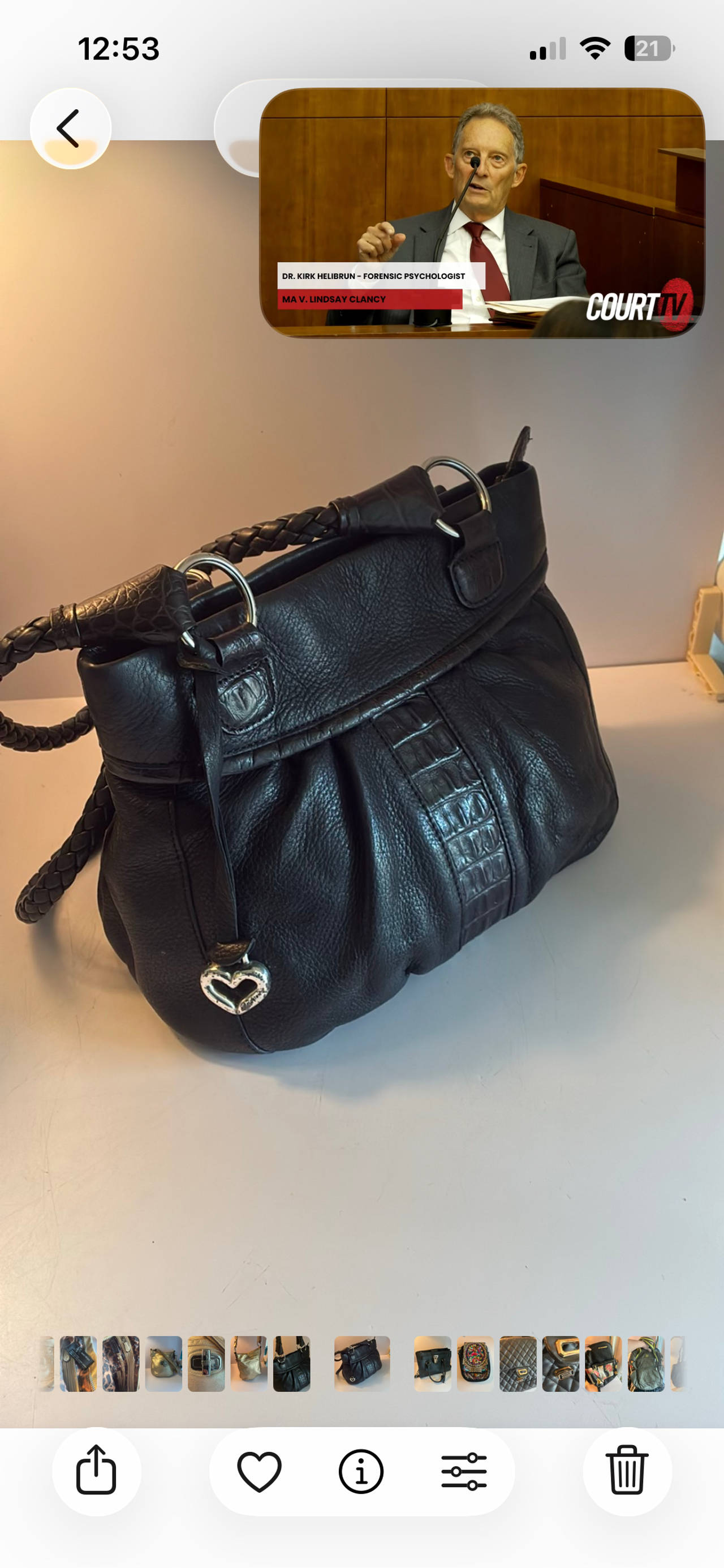 Brighton Black Pebbled Leather Shoulder Bag with Croc Trim