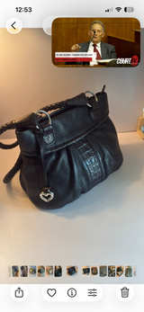 Brighton Black Pebbled Leather Shoulder Bag with Croc Trim - Image 1