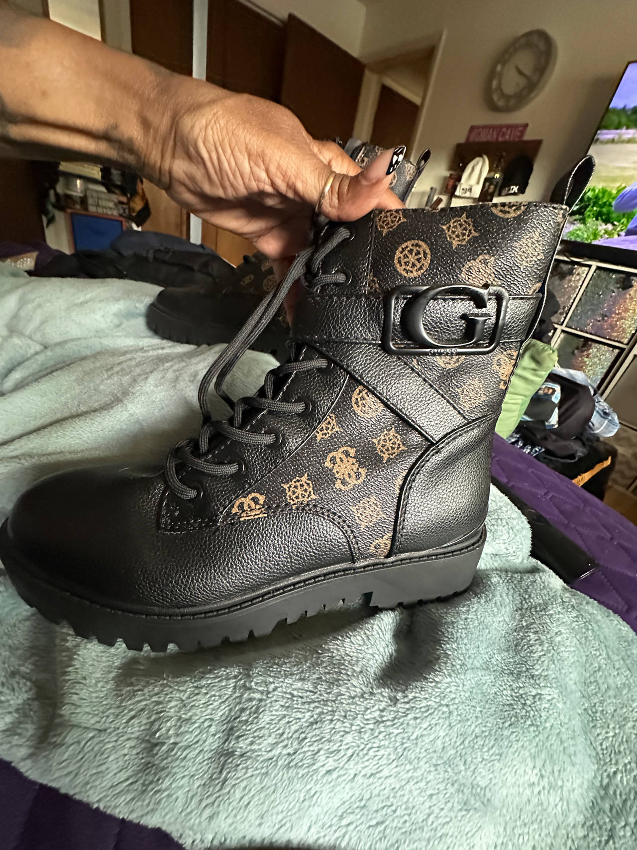 Guess Women's Logo Combat Boot