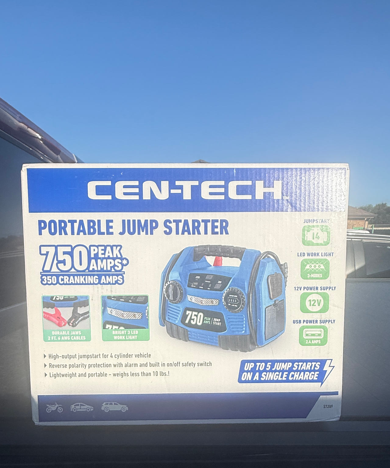 Cen-Tech 750 Peak Amp Portable Jump Starter