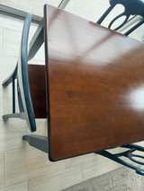 Dining Set Table 4 Chairs Two-Tone Blue & Cherry Wood Stain - Image 7