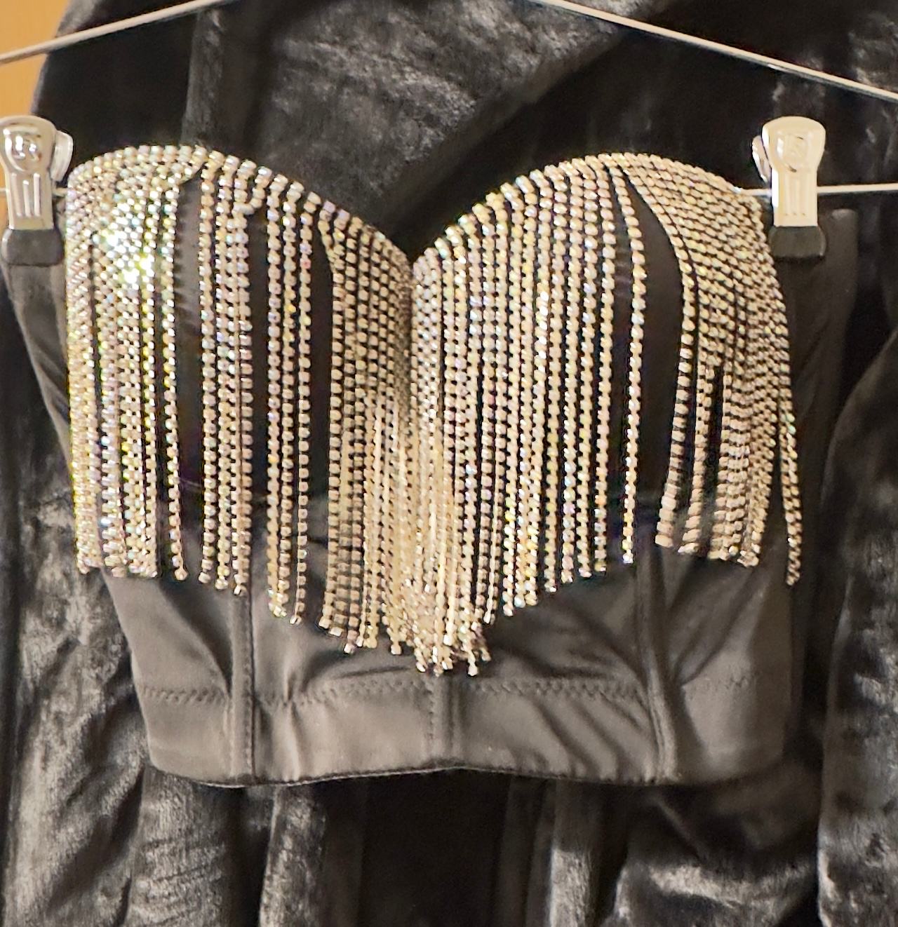 Rhinestone Fringe Bustier Crop Top