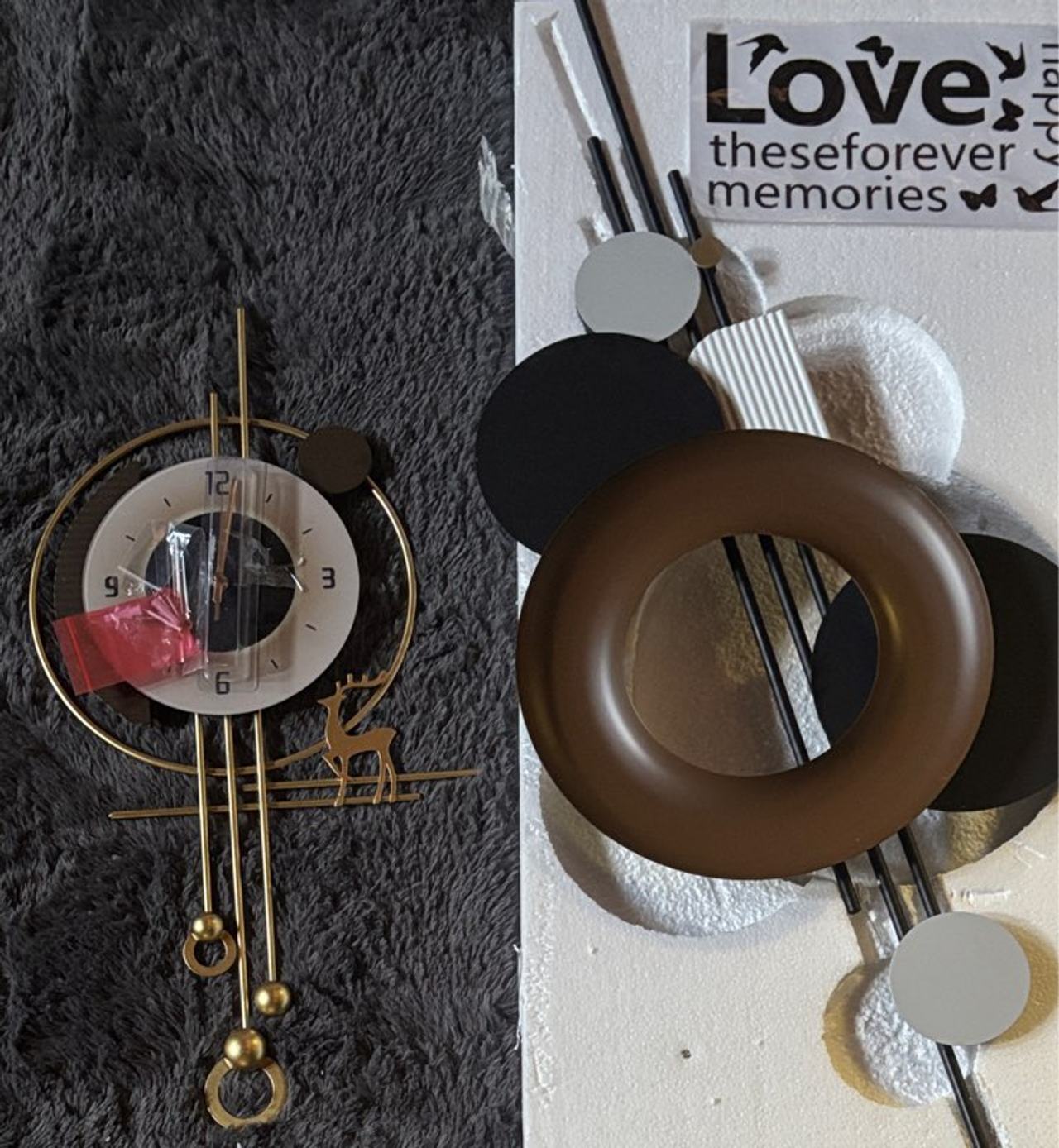 Modern Abstract Geometric Wall Clock Set