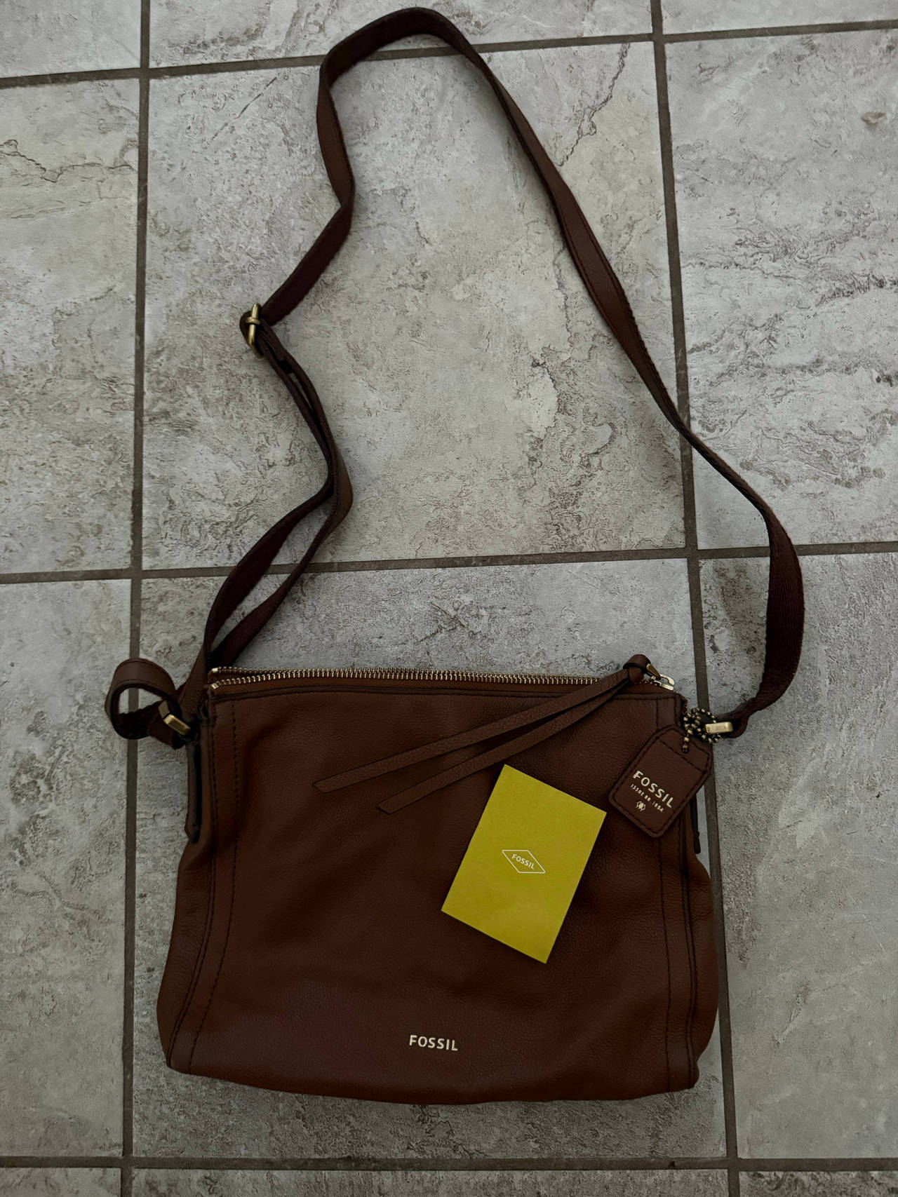 Fossil Brown Leather Crossbody Bag