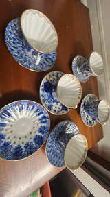 Lomonosov Imperial Russian Porcelain Blue & White Teacup and Saucer - Image 2