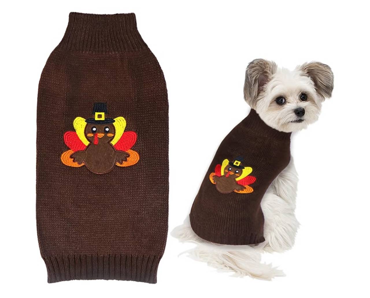 Dog Thanksgiving Sweater, Knitted Thanksgiving Fall Holiday Dog Sweaters