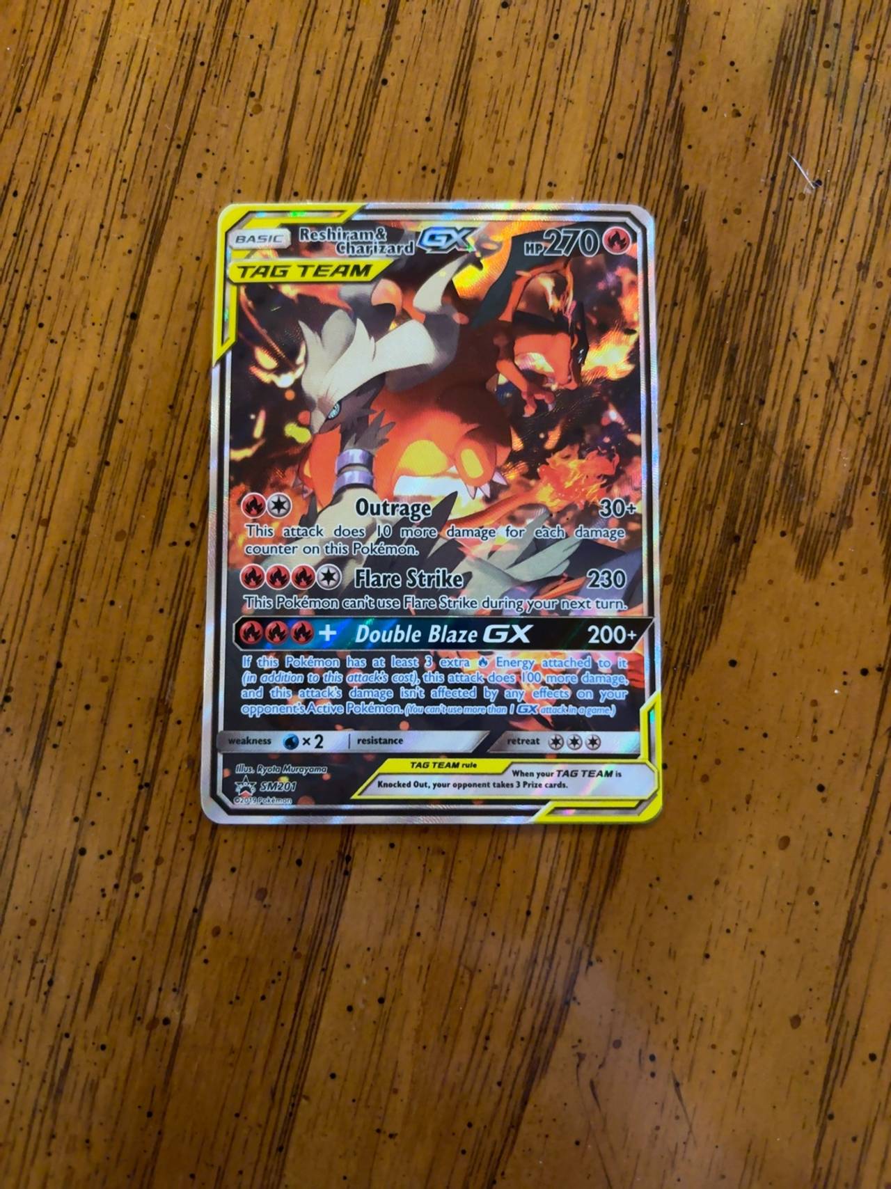 Pokemon Reshiram & Charizard GX SM201 Promo Card