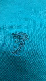 Versace Edusa Embroidered Polo Shirt Blue: Small - Image 3