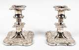 Vintage Silver Plated Repousse Candlesticks Pair - Image 1
