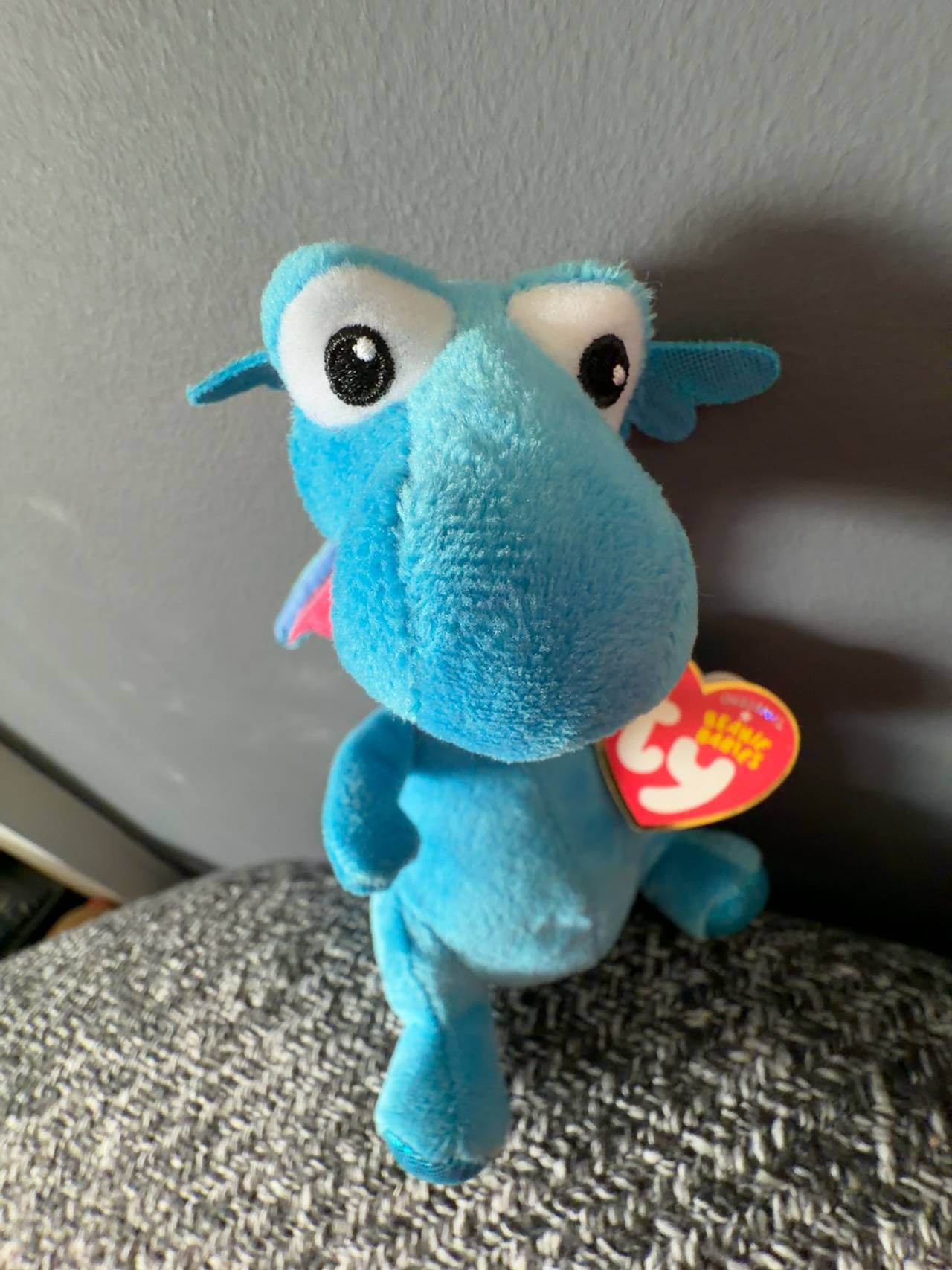 Ty Beanie Baby Stuffy the Blue Dragon Plush