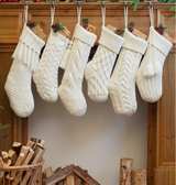 STEO SPCE 6 Pack Vintage Knit Christmas Stockings – White Beige Apricot Rustic - Image 1