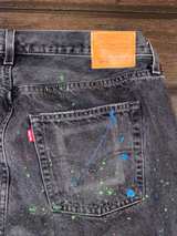 Levi's PREMIUM 501 90’s BIG E Custom Paint Splatter CUT Jeans Size 15 Womens - Image 5