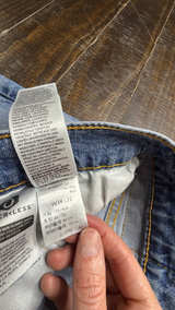 Levi's 512 Straight Fit Blue Denim Jeans 34x32 Distressed - Image 4