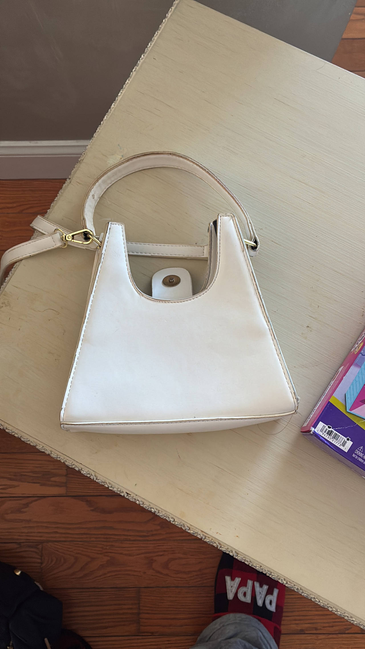 White Geometric Shoulder Bag