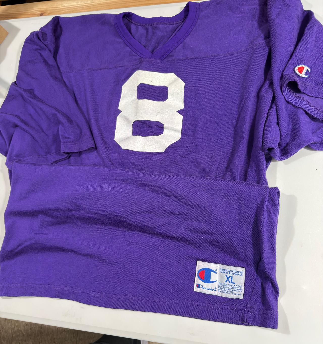 Rare Vintage Champion Jai-Alai Jersey Purple #8 #34 USA Size XL Retro