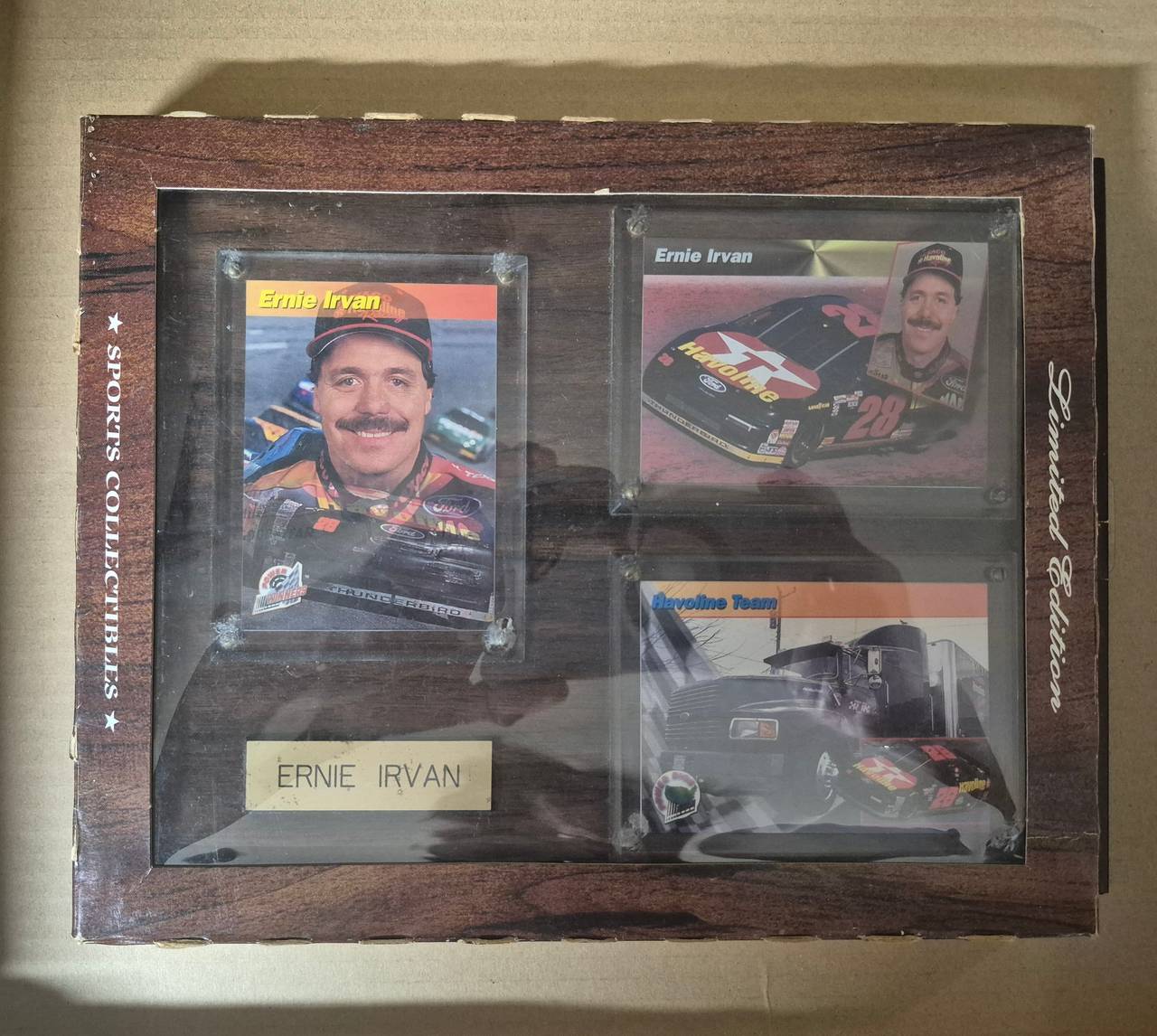 Ernie Irvan NASCAR Limited Edition 3-Card Shadowbox Display