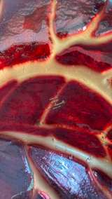 Vintage Italian Red and Gold Glass Leaf Bowl - Image 2