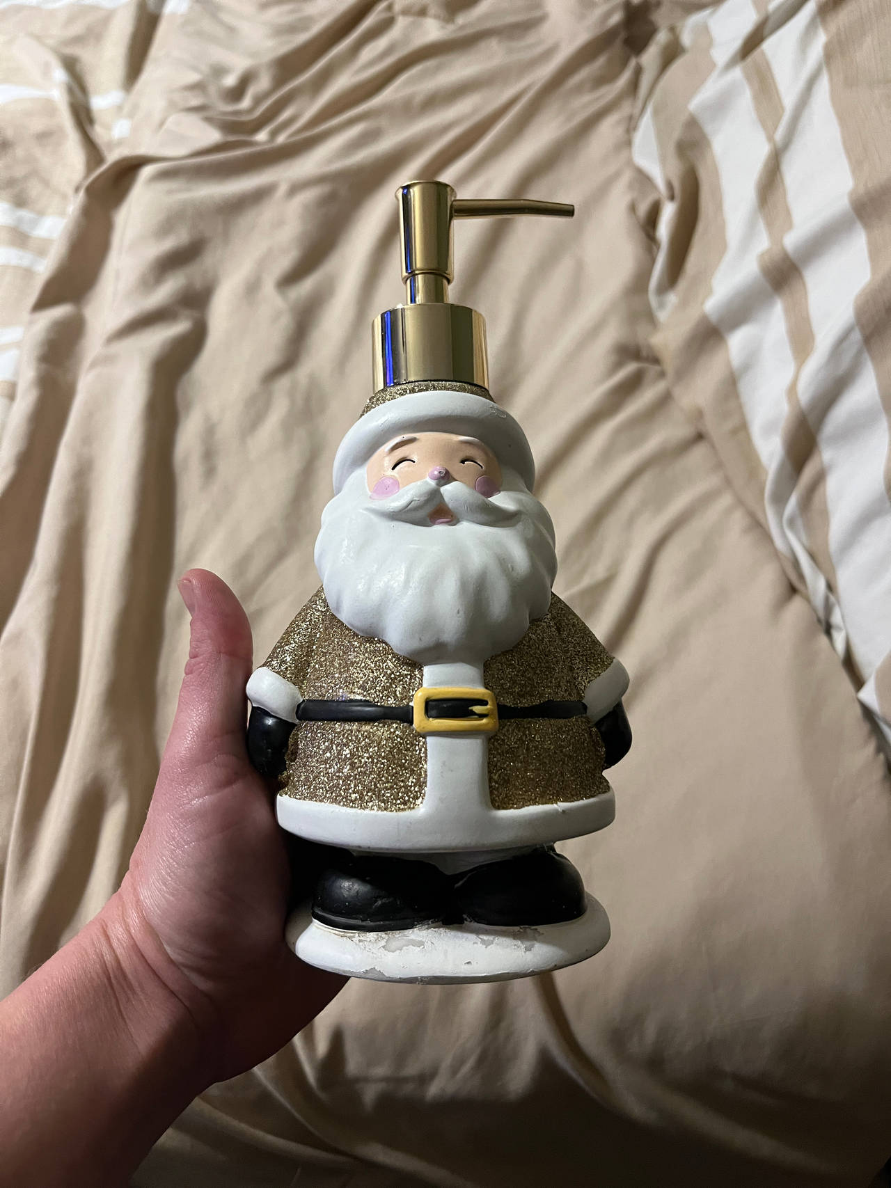 Bath & Body Works Gold Glitter Santa Soap Dispenser