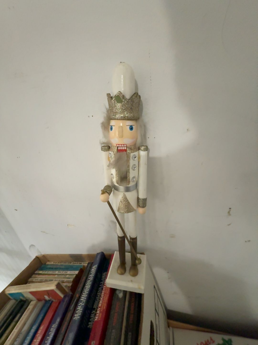 Ornativity Gold and White Glittered Wooden Nutcracker King with Scepter