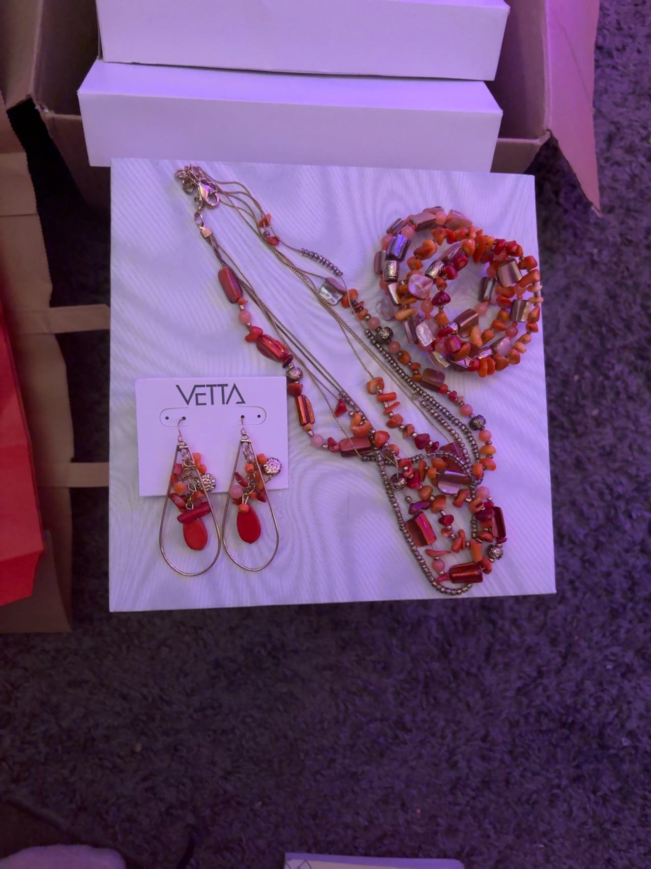Zara Multi-Strand Orange Coral Necklace