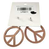 Lost & Found Trading Co. Floral Peace Sign Wooden Earrings - Image 3