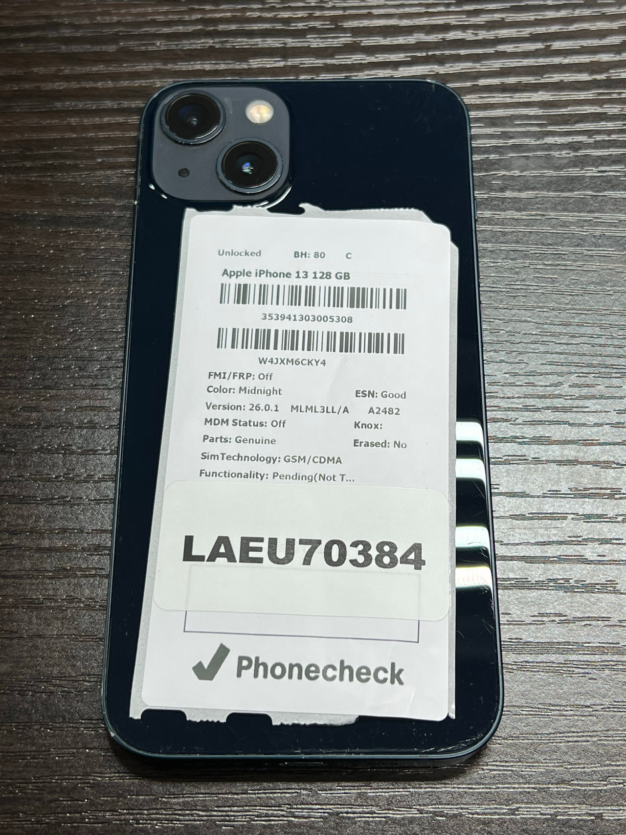 Apple iPhone 13 128GB Midnight unlocked 80% battery health