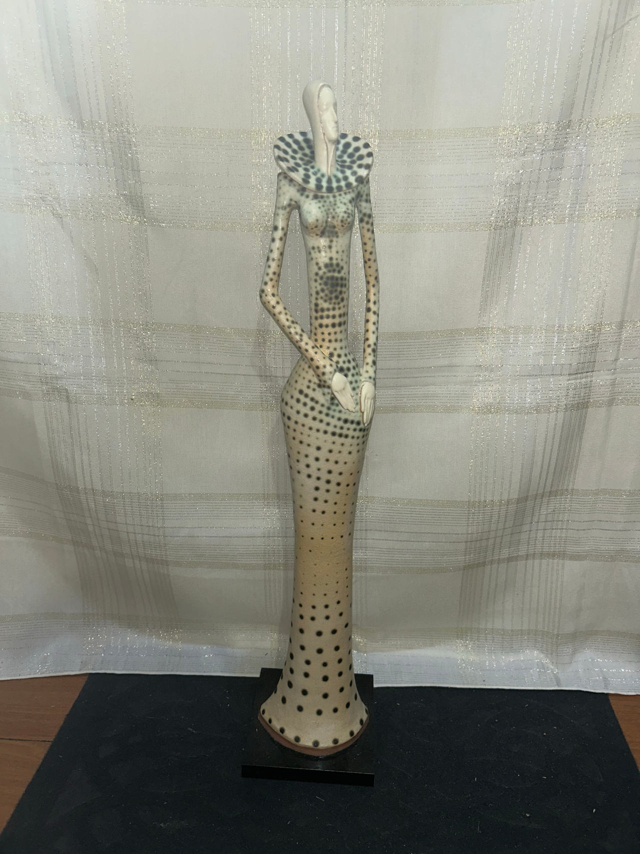 Tall Raku Pottery Lady Figurine