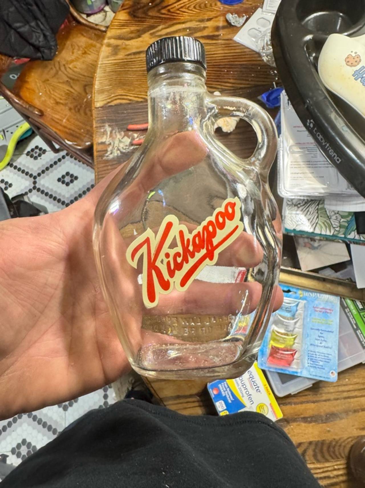 Kickapoo Clear Bourbon Half Pint Bottle – Vintage Clear Glass