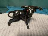 Vintage Black Ceramic Fighting and Charging Bull - Image 5