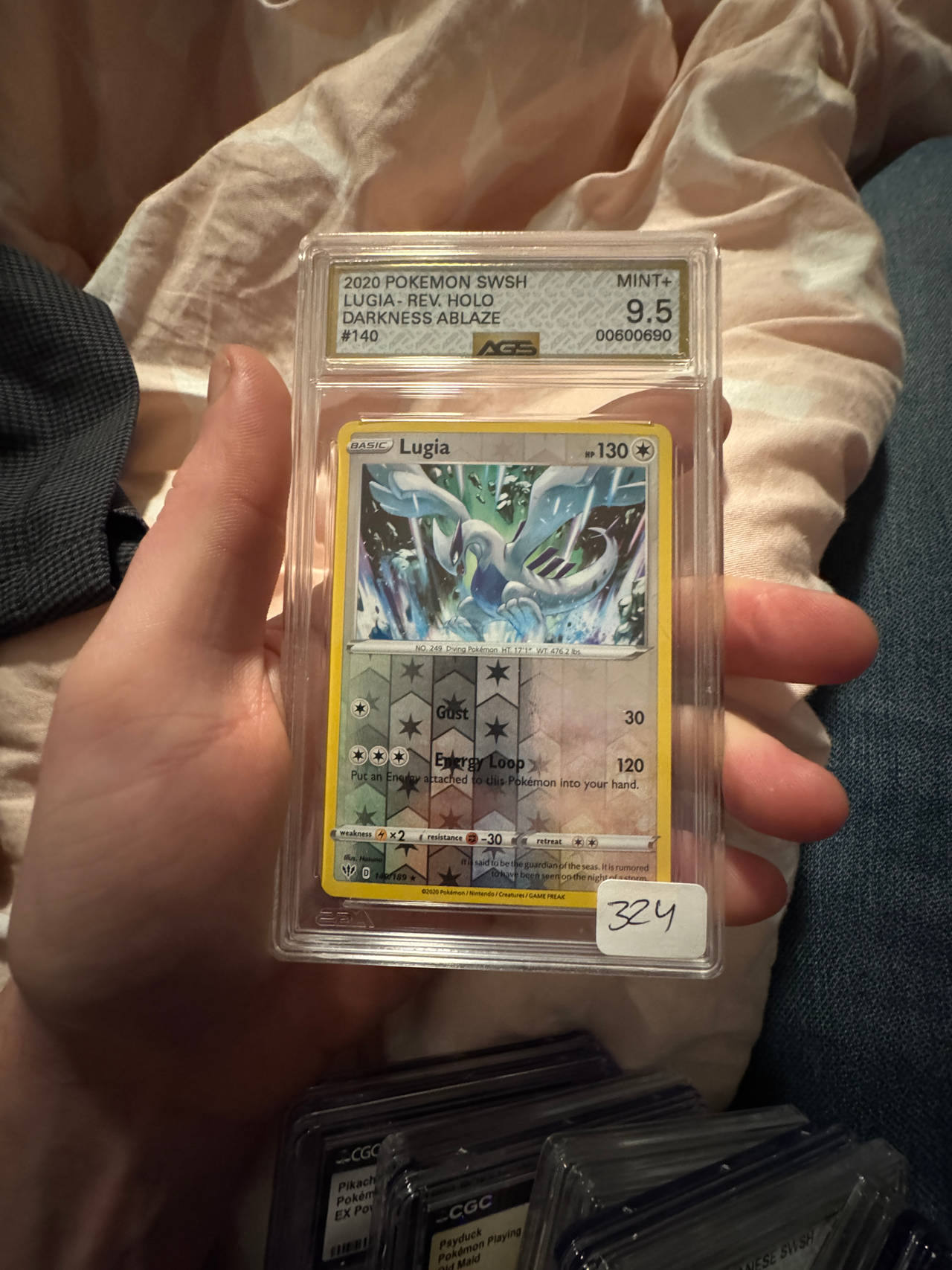 2020 Pokemon SWSH Darkness Ablaze Lugia Reverse Holo #140 AGS 9.5