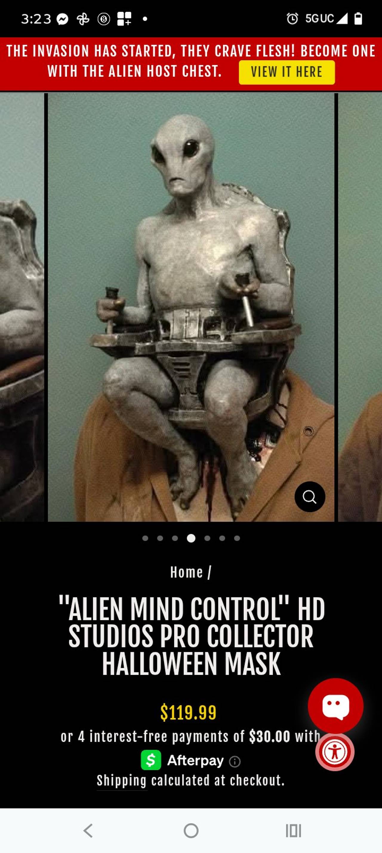 Alien Mind Control HD Studios Pro Collector Halloween Mask