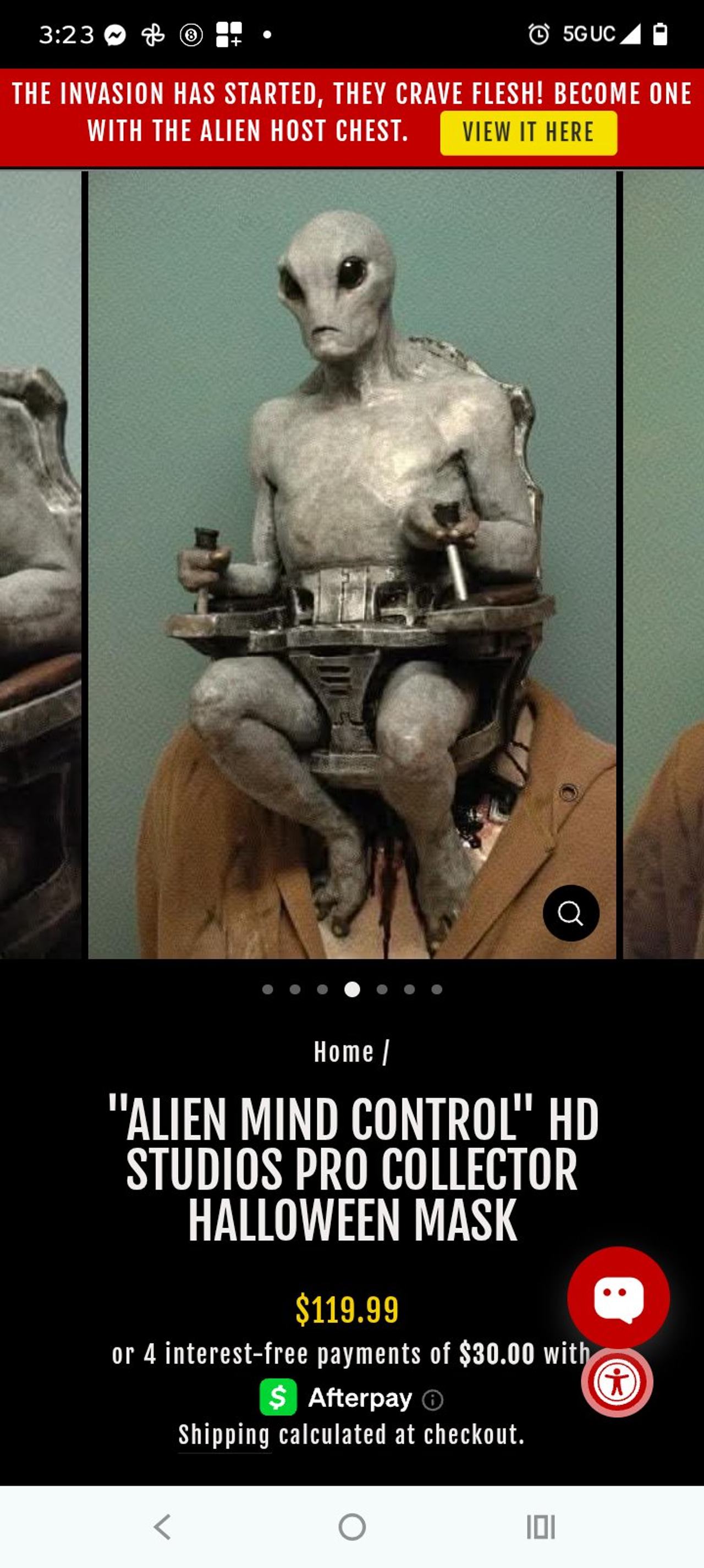 Alien Mind Control HD Studios Pro Collector Halloween Mask