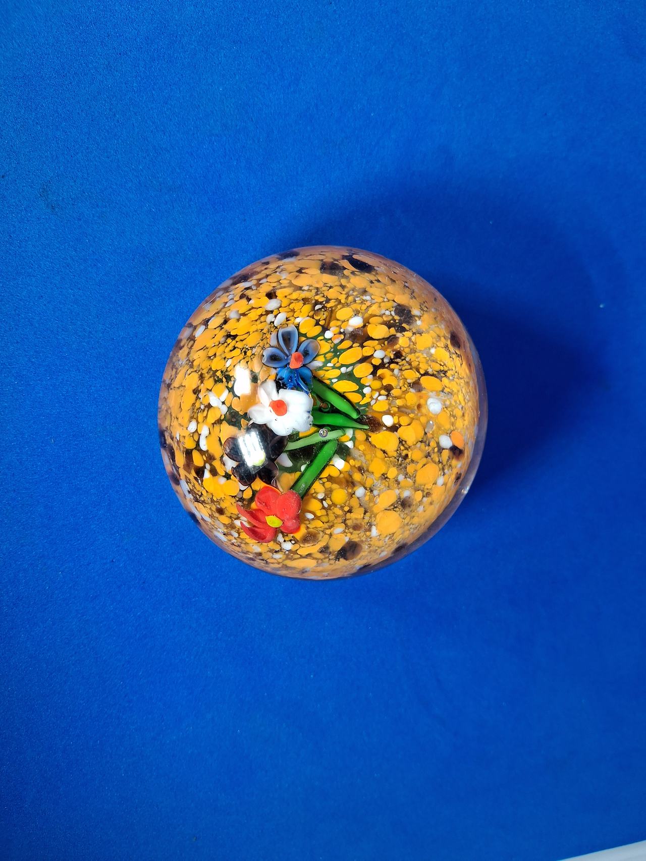 Millefiori Floral Glass Paperweight
